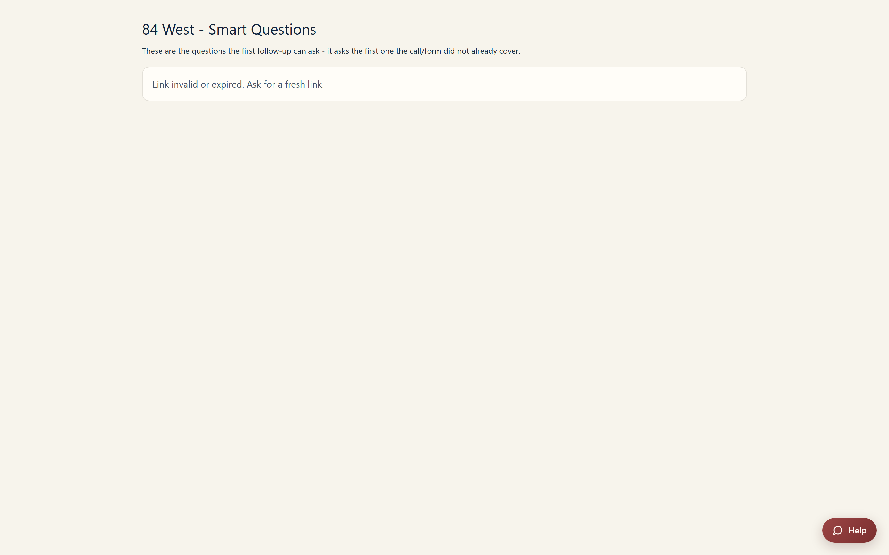 The Cadence questions page with per-topic question rows, reorder controls, and the universal fallback question field